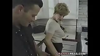 mom sex while working in a kitchen